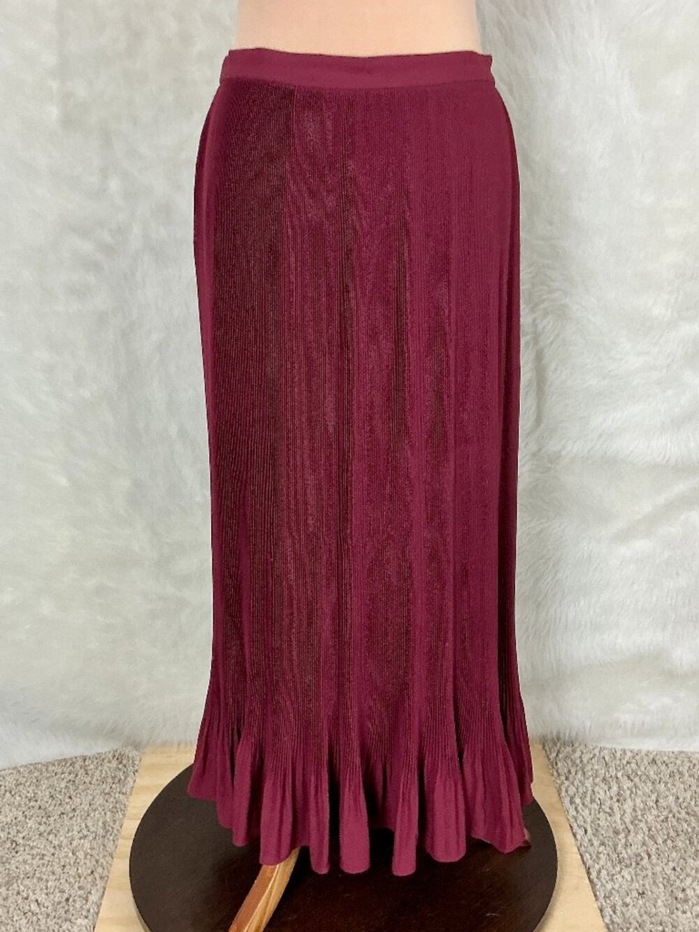 J. Crew Burgundy Red Micro Accordion Straight Pleat Midi Skirt US 10
